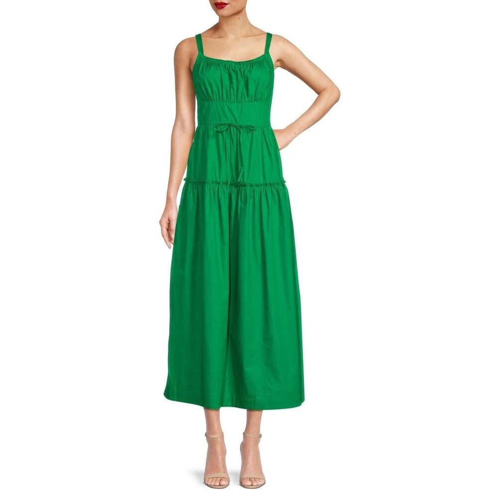 NWT Walter Baker Brynn Tiered Cotton Maxi Dress - Green - XL